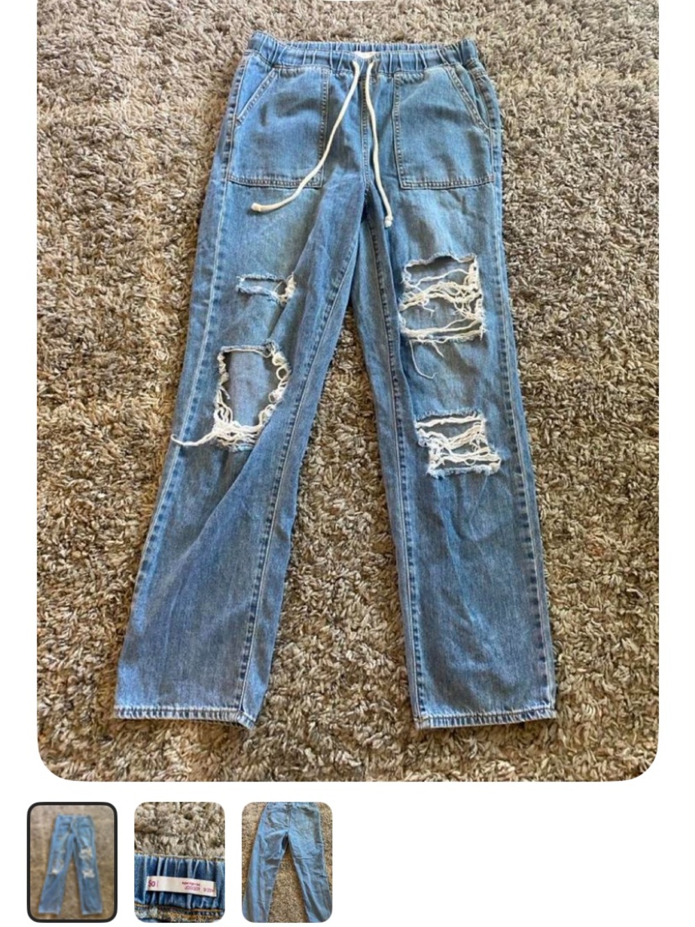 SO Light Blue Distressed Straight Jeans